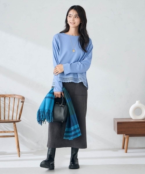 a.v.v（アーヴェヴェ）の「チェック柄シアバターストール（マフラー・レディース・レッド/ライトグレー/ネイビー・38）」の13枚目の写真