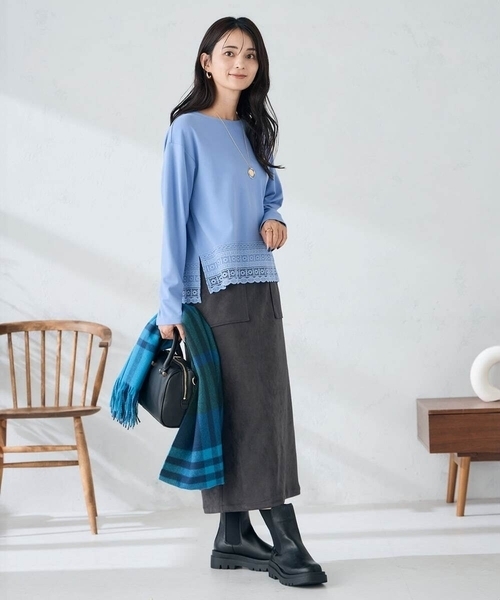 a.v.v（アーヴェヴェ）の「チェック柄シアバターストール（マフラー・レディース・レッド/ライトグレー/ネイビー・38）」の14枚目の写真