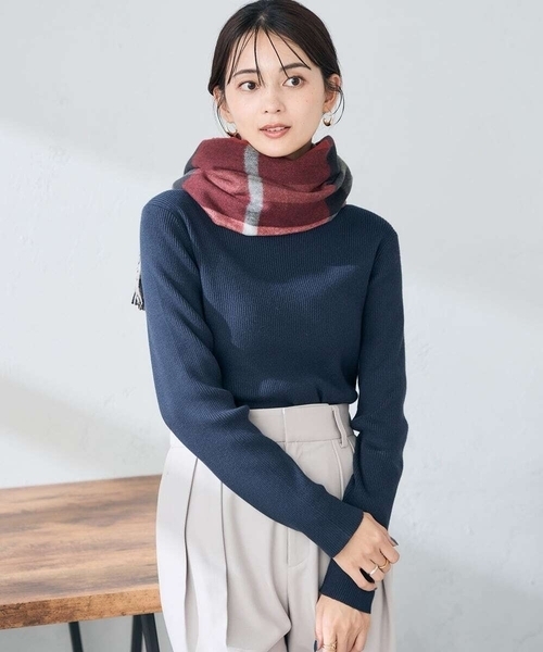 a.v.v（アーヴェヴェ）の「チェック柄シアバターストール（マフラー・レディース・レッド/ライトグレー/ネイビー・38）」の22枚目の写真
