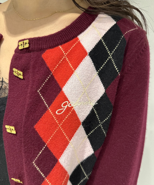 EDIT. FOR LULU(エディットフォールル)の「【GANNI/ガニー】カシミヤウールミックスカーディガン(ニット/セーター・レディース・ボルドー・FREE)」の2枚目の写真