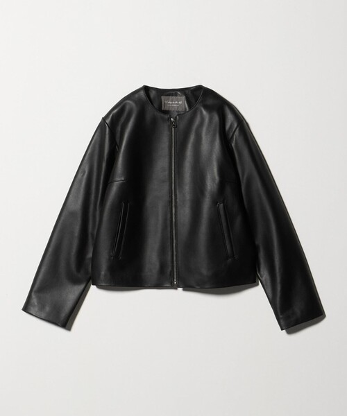 BEAUTY&YOUTH UNITED ARROWS/レザーノーカラーブルゾン黒 ラムレザー ノーカラーブルゾン ＜A DAY IN THE LIFE＞（ブルゾン）｜A