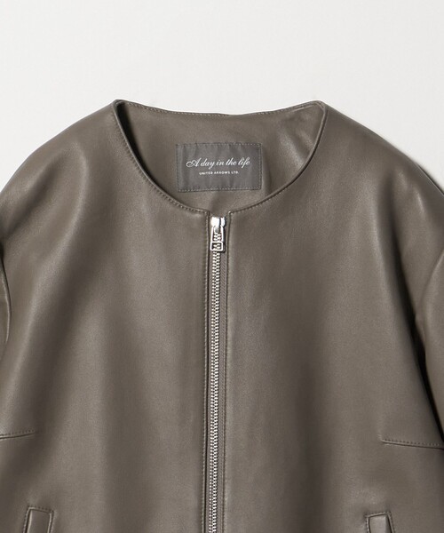 ラムレザー ノーカラーブルゾン ＜A DAY IN THE LIFE＞（ブルゾン）｜A
