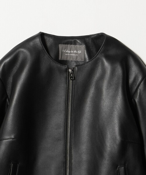 セール】ラムレザー ノーカラーブルゾン ＜A DAY IN THE LIFE