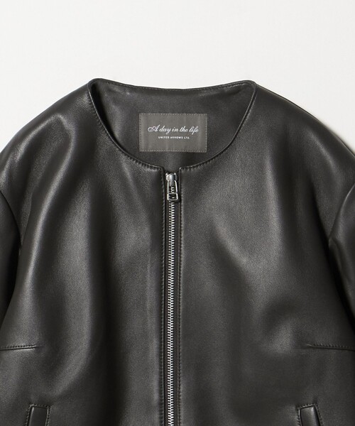セール】ラムレザー ノーカラーブルゾン ＜A DAY IN THE LIFE