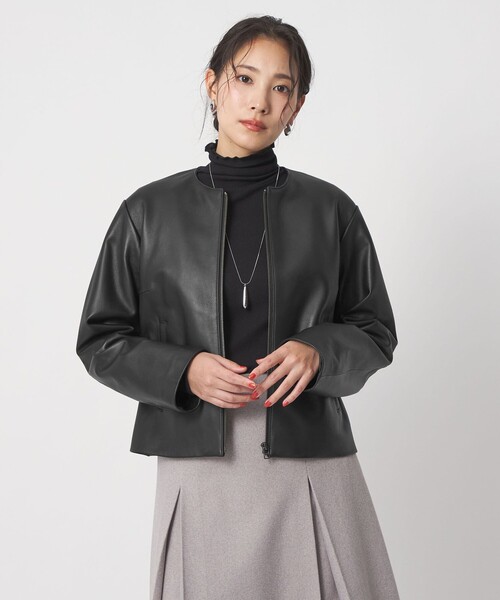 セール】ラムレザー ノーカラーブルゾン ＜A DAY IN THE LIFE