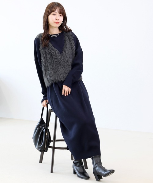 Aletta vita(アレッタビータ)の「2WAYジャガードロゴニットワンピース(ワンピース・レディース・ネイビー/ブラック/ライトグレー・M)」の21枚目の写真
