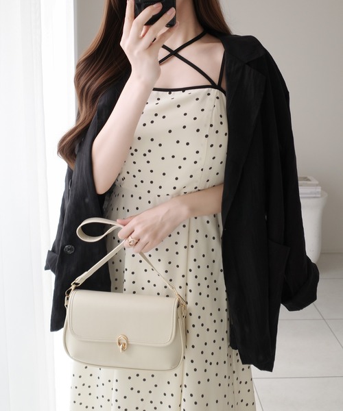 mily bilet(ミウィビレット)の「【mily bilet】上品さと抜け感をひとまとめに。ドットキャミワンピプラスノースリジャケットセット(2点セット)(ワンピース・レディース・ネイビー×ホワイト/アイボリー系1/ブラック×ベージュ・X-LARGE/SMALL/MEDIUM/LARGE)」の12枚目の写真