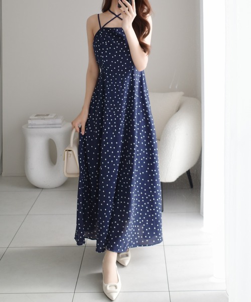 mily bilet(ミウィビレット)の「【mily bilet】上品さと抜け感をひとまとめに。ドットキャミワンピプラスノースリジャケットセット(2点セット)(ワンピース・レディース・ネイビー×ホワイト/アイボリー系1/ブラック×ベージュ・X-LARGE/SMALL/MEDIUM/LARGE)」の14枚目の写真