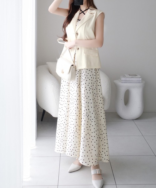 mily bilet(ミウィビレット)の「【mily bilet】上品さと抜け感をひとまとめに。ドットキャミワンピプラスノースリジャケットセット(2点セット)(ワンピース・レディース・ネイビー×ホワイト/アイボリー系1/ブラック×ベージュ・X-LARGE/SMALL/MEDIUM/LARGE)」の19枚目の写真
