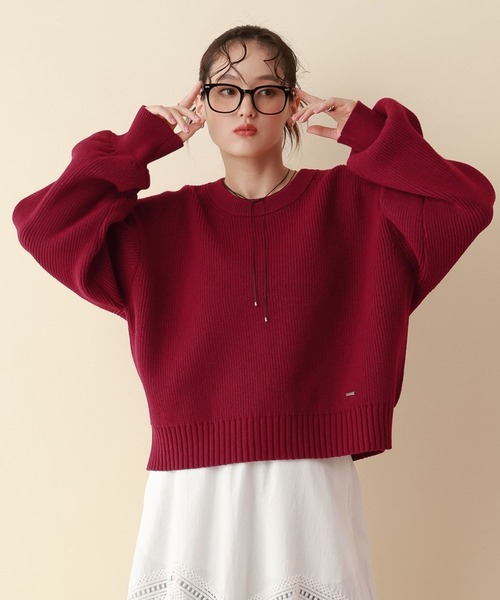 RAGEBLUE（レイジブルー）の「＜Bloomy Yarn Knit＞アゼ編みルーズクルーネックニット（ニット/セーター・レディース・パープル/イエロー/ホワイト/ピンク/レッド/ブラック/ライトブルー/ブルー/ブルー系その他・MEDIUM/LARGE）」の9枚目の写真