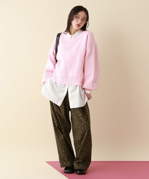 RAGEBLUE（レイジブルー）の「＜Bloomy Yarn Knit＞アゼ編みルーズクルーネックニット（ニット/セーター・レディース・パープル/イエロー/ホワイト/ピンク/レッド/ブラック/ライトブルー/ブルー/ブルー系その他・MEDIUM/LARGE）」の12枚目の写真