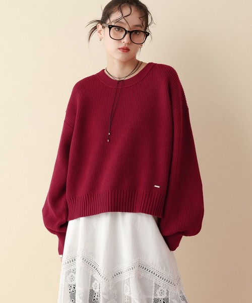 RAGEBLUE（レイジブルー）の「＜Bloomy Yarn Knit＞アゼ編みルーズクルーネックニット（ニット/セーター・レディース・パープル/イエロー/ホワイト/ピンク/レッド/ブラック/ライトブルー/ブルー/ブルー系その他・MEDIUM/LARGE）」の19枚目の写真
