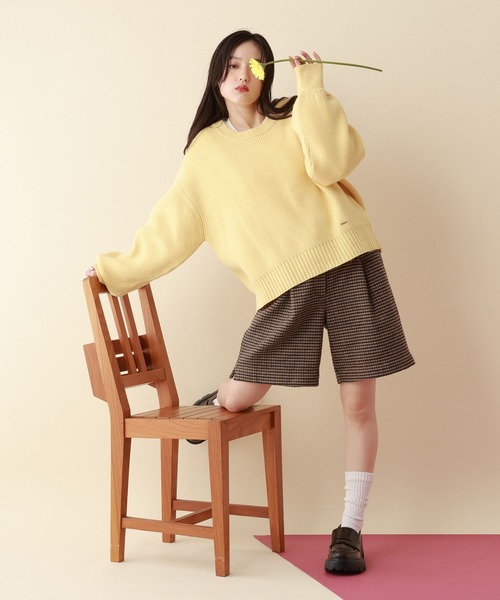 セール】＜Bloomy Yarn Knit＞アゼ編みルーズクルーネックニット