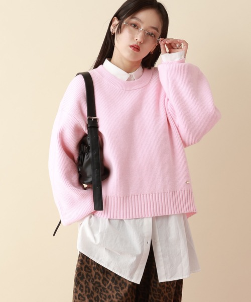 RAGEBLUE（レイジブルー）の「＜Bloomy Yarn Knit＞アゼ編みルーズクルーネックニット（ニット/セーター・レディース・パープル/イエロー/ホワイト/ピンク/レッド/ブラック/ライトブルー/ブルー/ブルー系その他・MEDIUM/LARGE）」の14枚目の写真