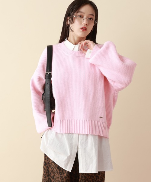 RAGEBLUE（レイジブルー）の「＜Bloomy Yarn Knit＞アゼ編みルーズクルーネックニット（ニット/セーター・レディース・パープル/イエロー/ホワイト/ピンク/レッド/ブラック/ライトブルー/ブルー/ブルー系その他・MEDIUM/LARGE）」の15枚目の写真