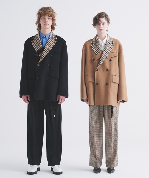 CULLNI（クルニ）の「CULLNI for DAKS LONDON Tuck Drawstring Wide Pants（スラックス・メンズ・ブラック/ネイビー/チェック・0/1/2）」の5枚目の写真