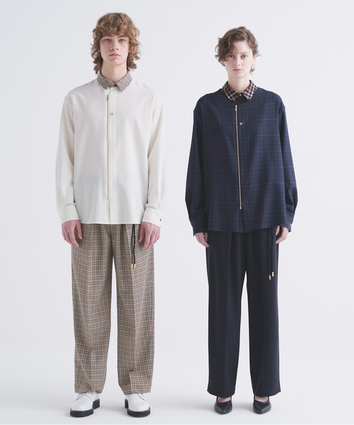 CULLNI（クルニ）の「CULLNI for DAKS LONDON Tuck Drawstring Wide Pants（スラックス・メンズ・ブラック/ネイビー/チェック・0/1/2）」の10枚目の写真