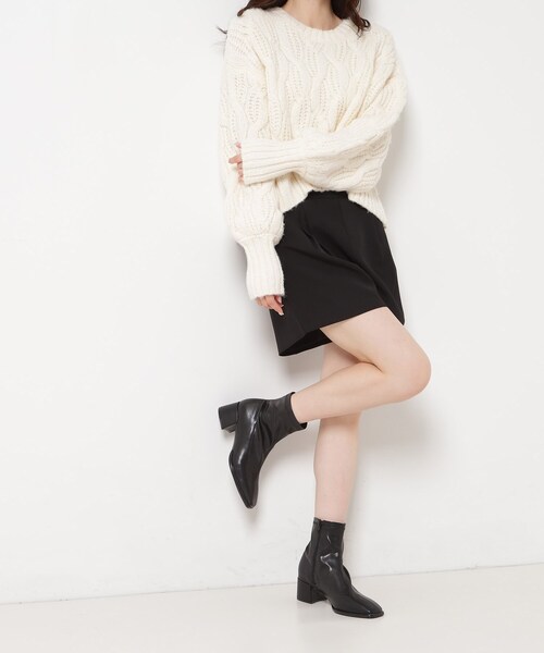 ESPERANZA（エスペランサ）の「【EC限定カラーあり】スクエアショートブーツ レイン対応（ブーツ・レディース・ブラウン系/ブラック/シルバー系6/アイボリー/グレイッシュベージュ・M/S/LL/L）」の9枚目の写真