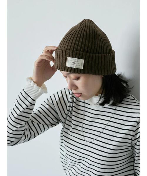 Samansa Mos2 blue（サマンサモスモスブルー）の「リブニット帽（ハット・レディース・ブラック/ブラウン/ベージュ・F）」の3枚目の写真