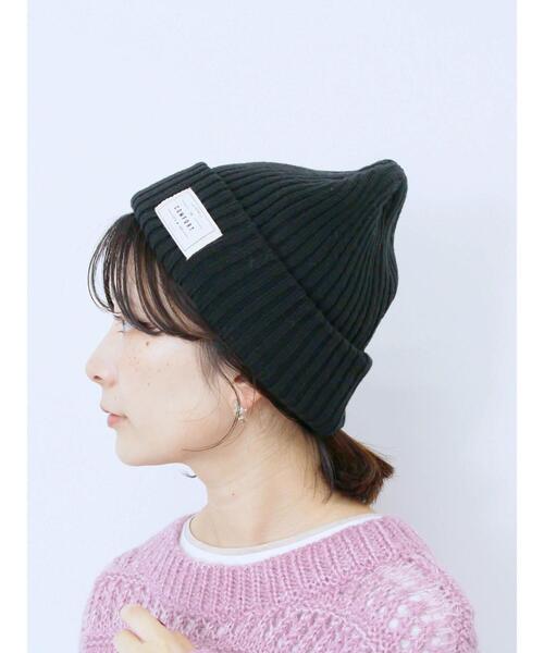 Samansa Mos2 blue（サマンサモスモスブルー）の「リブニット帽（ハット・レディース・ブラック/ブラウン/ベージュ・F）」の2枚目の写真