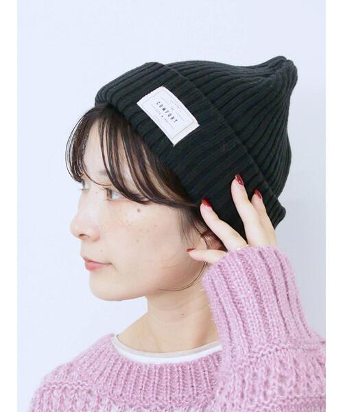 Samansa Mos2 blue（サマンサモスモスブルー）の「リブニット帽（ハット・レディース・ブラック/ブラウン/ベージュ・F）」の4枚目の写真