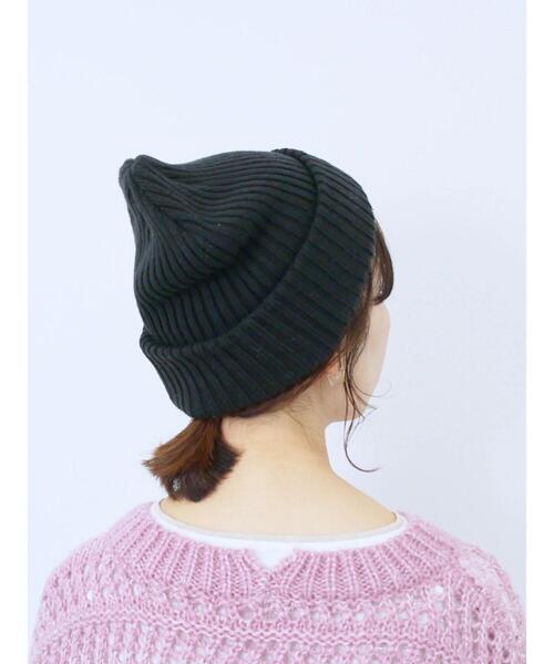 Samansa Mos2 blue（サマンサモスモスブルー）の「リブニット帽（ハット・レディース・ブラック/ブラウン/ベージュ・F）」の7枚目の写真