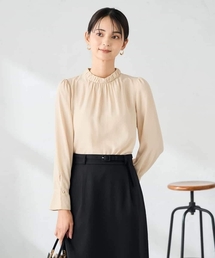 a.v.v | 【洗える】プチハイネックギャザードビードットブラウス(シャツ/ブラウス)