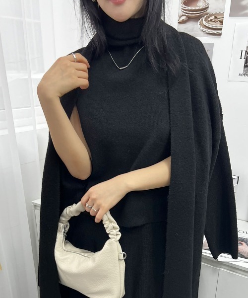Forcement(フォースメント)の「トップス&スカート&ラップカーディガン3点セットアップ カセット服(セットアップ・レディース・グレー/ブラック/ブラウン・FREE)」の9枚目の写真