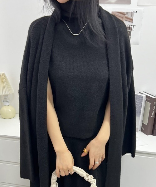 Forcement(フォースメント)の「トップス&スカート&ラップカーディガン3点セットアップ カセット服(セットアップ・レディース・グレー/ブラック/ブラウン・FREE)」の10枚目の写真