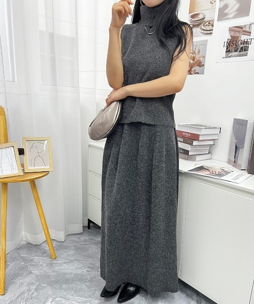 Forcement(フォースメント)の「トップス&スカート&ラップカーディガン3点セットアップ カセット服(セットアップ・レディース・グレー/ブラック/ブラウン・FREE)」の17枚目の写真