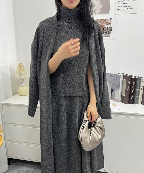 Forcement(フォースメント)の「トップス&スカート&ラップカーディガン3点セットアップ カセット服(セットアップ・レディース・グレー/ブラック/ブラウン・FREE)」の18枚目の写真