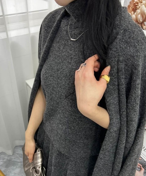 Forcement(フォースメント)の「トップス&スカート&ラップカーディガン3点セットアップ カセット服(セットアップ・レディース・グレー/ブラック/ブラウン・FREE)」の19枚目の写真