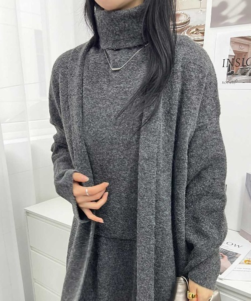 Forcement(フォースメント)の「トップス&スカート&ラップカーディガン3点セットアップ カセット服(セットアップ・レディース・グレー/ブラック/ブラウン・FREE)」の21枚目の写真