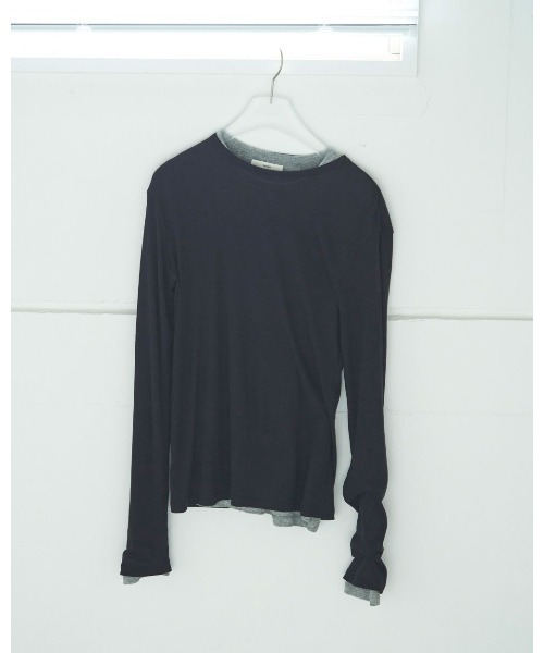 anuke（アンヌーク）の「anuke Layered Sheer Long T-shirts（Tシャツ/カットソー・レディース・ベージュ/ネイビー・FREE）」の5枚目の写真