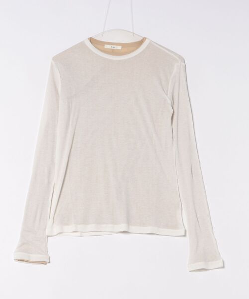 anuke（アンヌーク）の「anuke Layered Sheer Long T-shirts（Tシャツ/カットソー・レディース・ベージュ/ネイビー・FREE）」の12枚目の写真