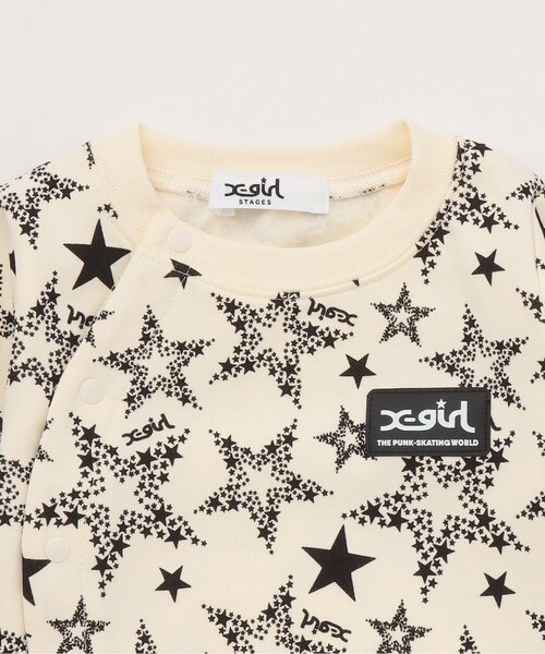 X-girl Stages（エックスガールステージス）の「星総柄2WAYオール（ロンパース・キッズ・アイボリー/ピンク・50-70cm）」の5枚目の写真
