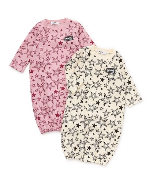 X-girl Stages（エックスガールステージス）の「星総柄2WAYオール（ロンパース・キッズ・アイボリー/ピンク・50-70cm）」の9枚目の写真