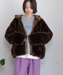 POU DOU DOU | フーデッドファーブルゾン(ブルゾン)