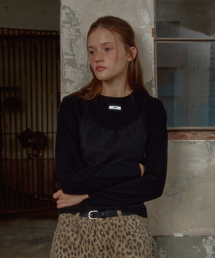 LONG SLEEVE BUSTIER LAYERED T-SHIRT_BLACK