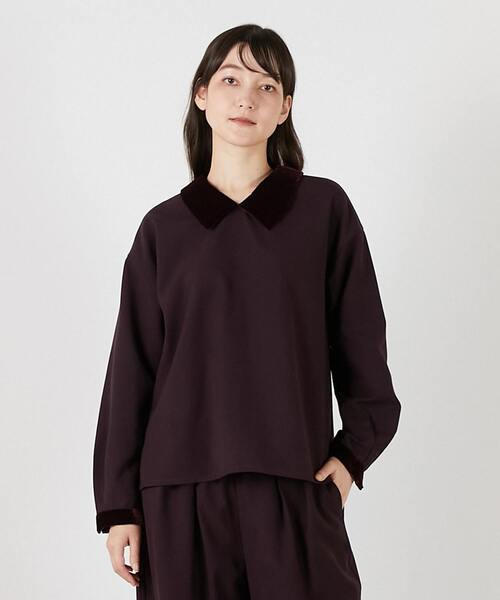 LOGEMENT DE CLAIRE(ロジュモンドクレール)の「【LOURMARIN】ベルベット衿ブラウス(シャツ/ブラウス・レディース・ブラック/パープル/キャメル・FREE)」の2枚目の写真