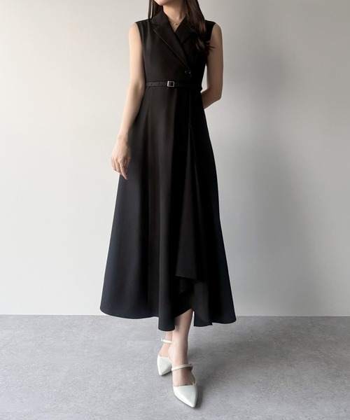 mipiarl(ミピアール)の「テーラーカラーラッフルワンピース(ワンピース・レディース・ブラック/ネイビー/チャコール・SMALL/MEDIUM/LARGE)」の13枚目の写真