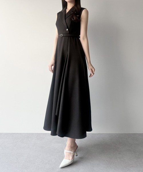 mipiarl(ミピアール)の「テーラーカラーラッフルワンピース(ワンピース・レディース・ブラック/ネイビー/チャコール・SMALL/MEDIUM/LARGE)」の14枚目の写真