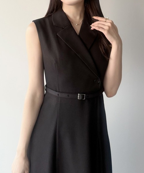 mipiarl(ミピアール)の「テーラーカラーラッフルワンピース(ワンピース・レディース・ブラック/ネイビー/チャコール・SMALL/MEDIUM/LARGE)」の8枚目の写真