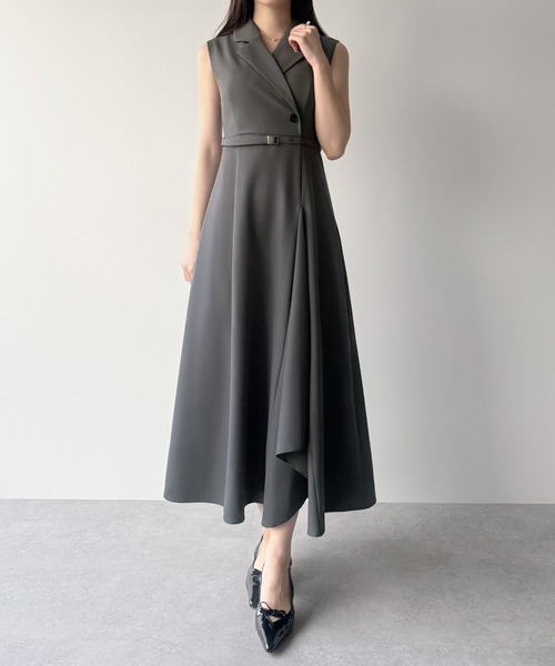 mipiarl(ミピアール)の「テーラーカラーラッフルワンピース(ワンピース・レディース・ブラック/ネイビー/チャコール・SMALL/MEDIUM/LARGE)」の9枚目の写真