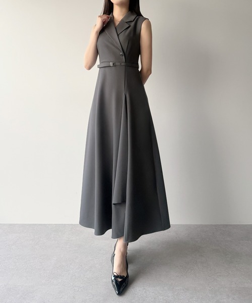 mipiarl(ミピアール)の「テーラーカラーラッフルワンピース(ワンピース・レディース・ブラック/ネイビー/チャコール・SMALL/MEDIUM/LARGE)」の10枚目の写真