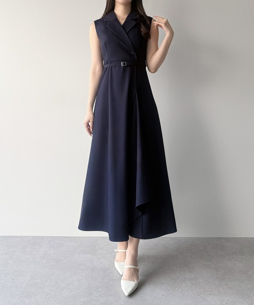 mipiarl(ミピアール)の「テーラーカラーラッフルワンピース(ワンピース・レディース・ブラック/ネイビー/チャコール・SMALL/MEDIUM/LARGE)」の5枚目の写真