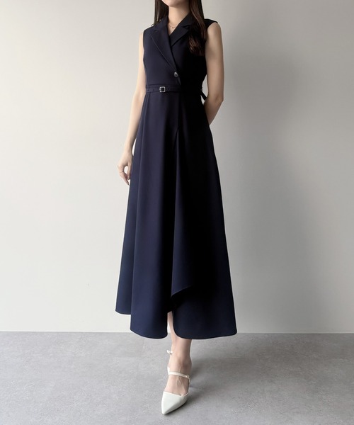 mipiarl(ミピアール)の「テーラーカラーラッフルワンピース(ワンピース・レディース・ブラック/ネイビー/チャコール・SMALL/MEDIUM/LARGE)」の6枚目の写真