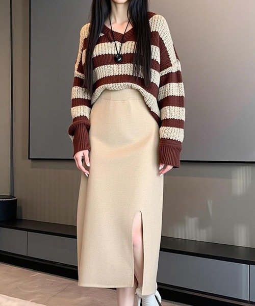 cammie(キャミー)の「前スリットタイトスカート(スカート・レディース・ベージュ/ブラック/アイボリー・F)」の17枚目の写真