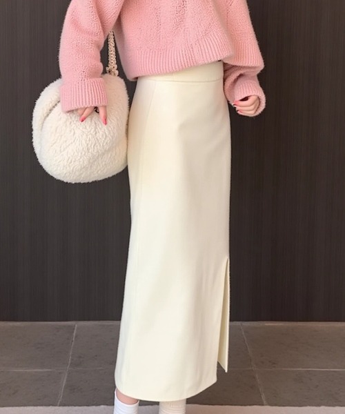 cammie(キャミー)の「前スリットタイトスカート(スカート・レディース・ベージュ/ブラック/アイボリー・F)」の5枚目の写真