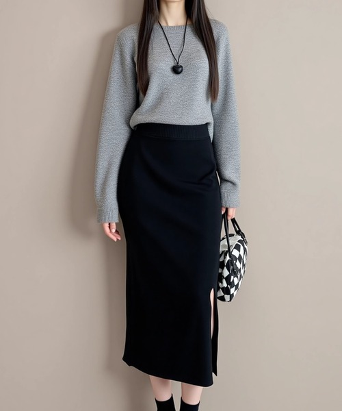cammie(キャミー)の「前スリットタイトスカート(スカート・レディース・ベージュ/ブラック/アイボリー・F)」の8枚目の写真